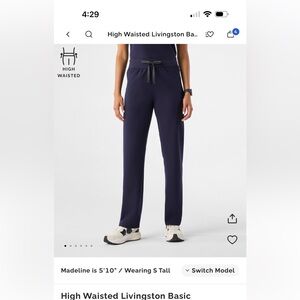 Figs High-Waisted Straight Leg scrub pants Navy. Medium regular length